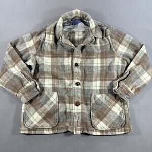 Pendleton Vintage 49er Wool Shacket Brown Plaid Shirt Jacket Womens XL